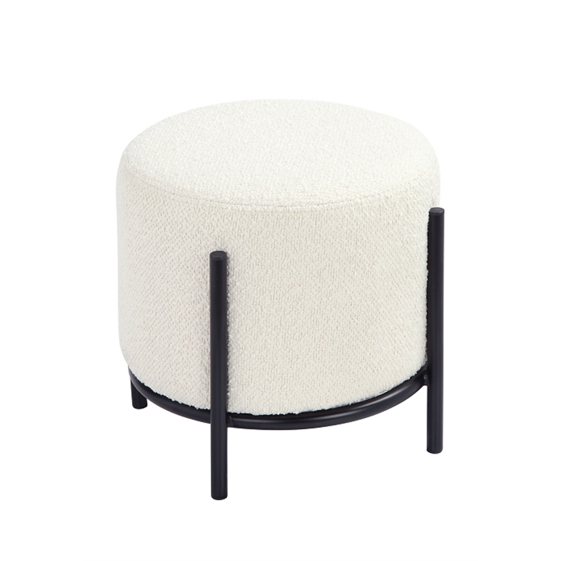Lolo Round Stool Boucle Fabric White