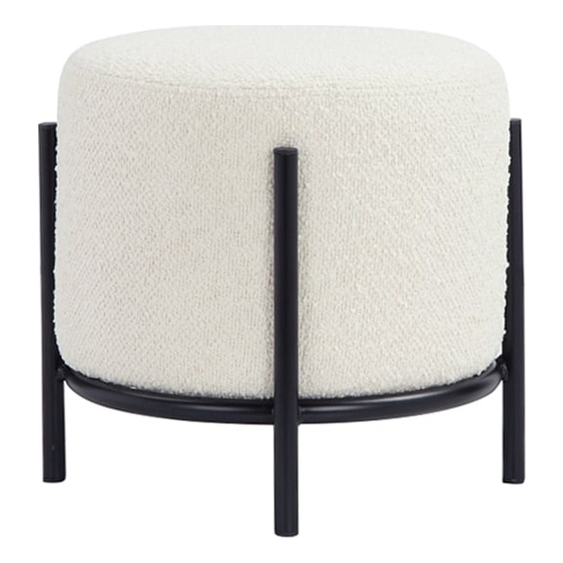 Lolo Round Stool Boucle Fabric White