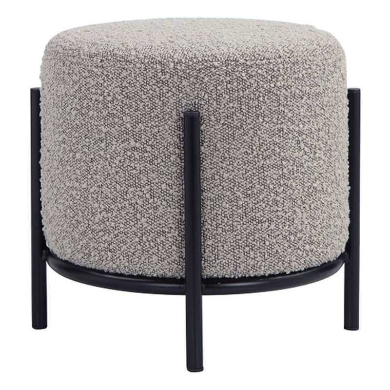 Lolo Round Stool Boucle Fabric Gray