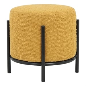 Lolo Round Stool Boucle Fabric Yellow