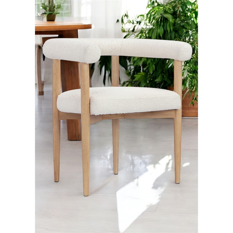 Bloom Arm Chair Boucle Fabric White
