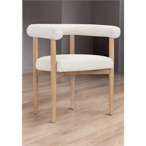 Bloom Arm Chair Boucle Fabric White