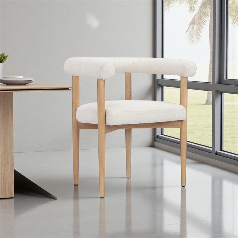 Bloom Arm Chair Boucle Fabric White