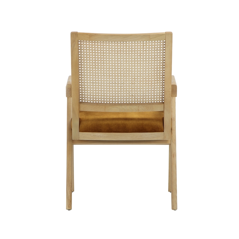 Pangea Home Lev Arm Chair Velvet Gold Linen Blend Fabric