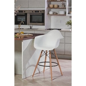 Daphney Bar Stool White Polypropylene Resin  - SET OF 2