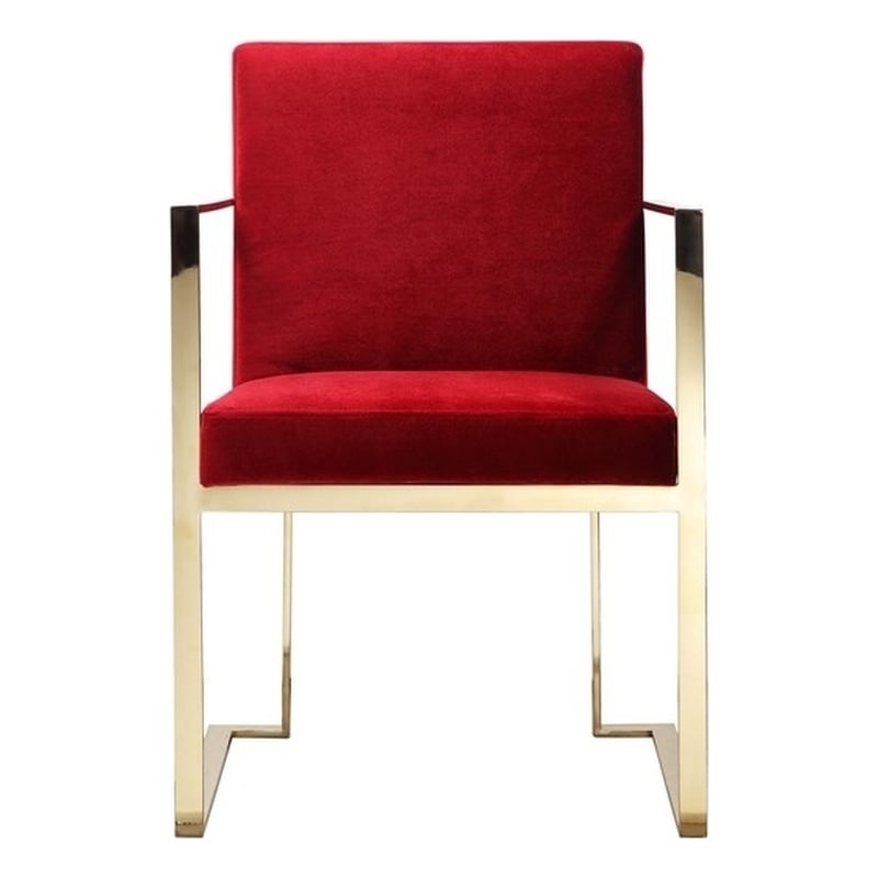 Gold Dexter Arm Chair Velvet Maroon