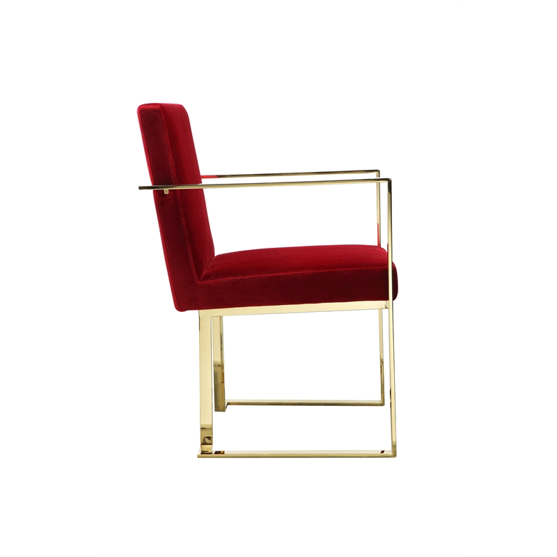 Gold Dexter Arm Chair Velvet Maroon