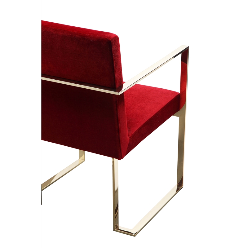 Gold Dexter Arm Chair Velvet Maroon