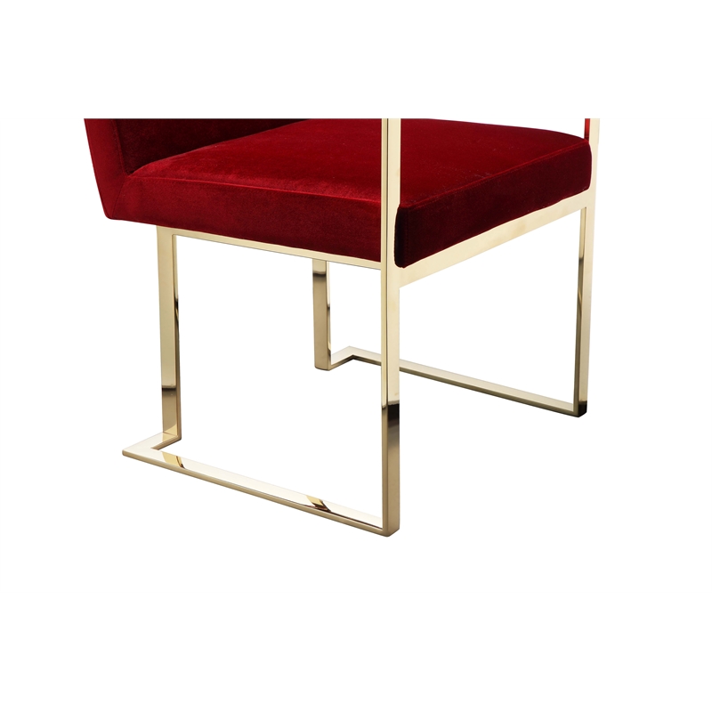 Gold Dexter Arm Chair Velvet Maroon
