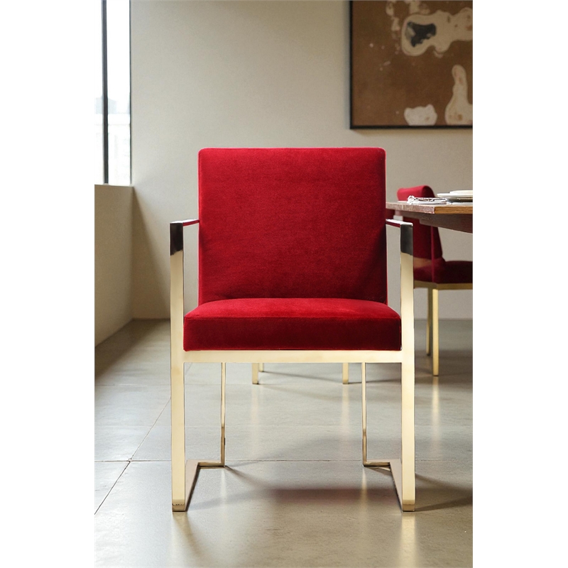 Gold Dexter Arm Chair Velvet Maroon