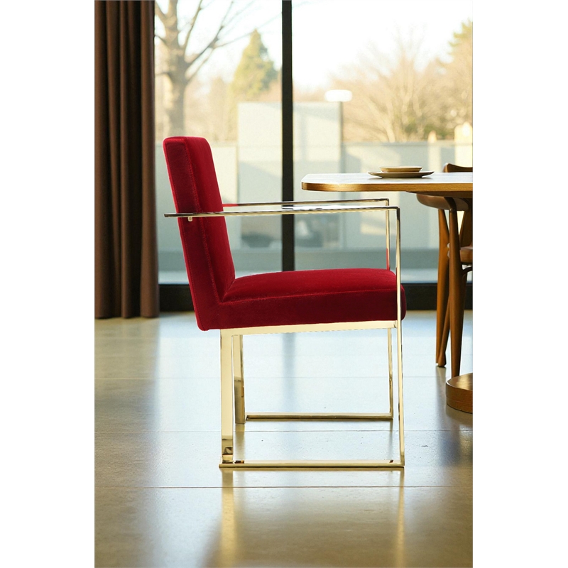 Gold Dexter Arm Chair Velvet Maroon