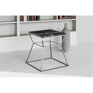 Geo Side Table Metal Frame With Black Marble Top