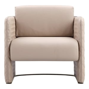 Lusso Gold Lounge Chair Sand Faux Leather