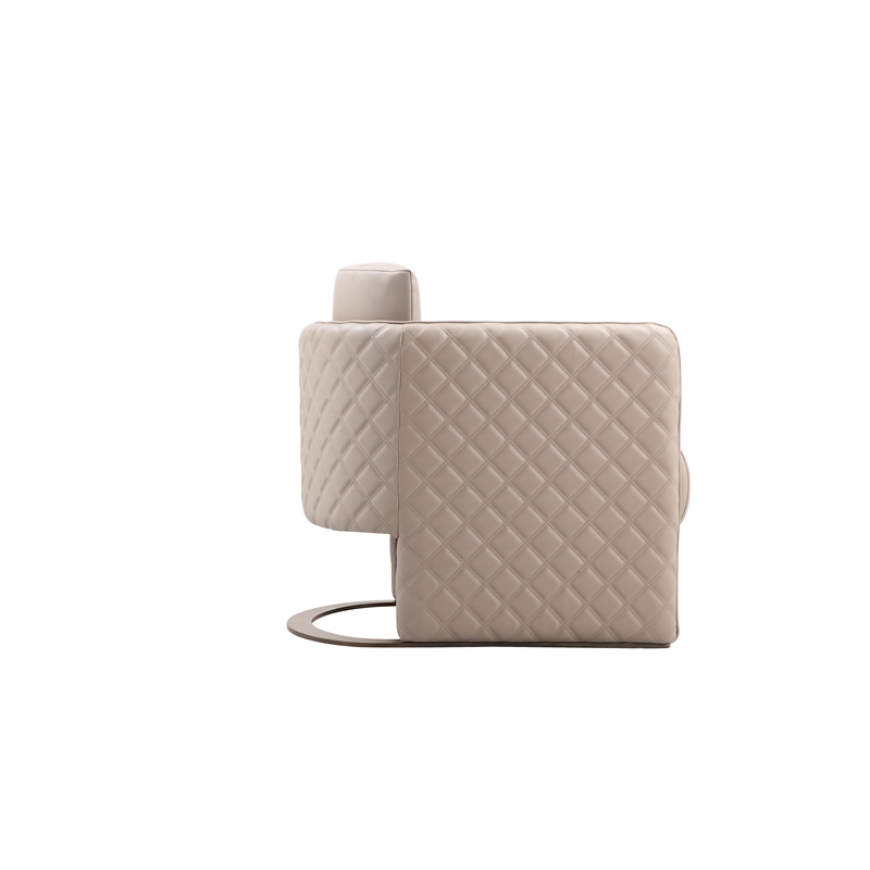 Lusso Gold Lounge Chair Sand Faux Leather