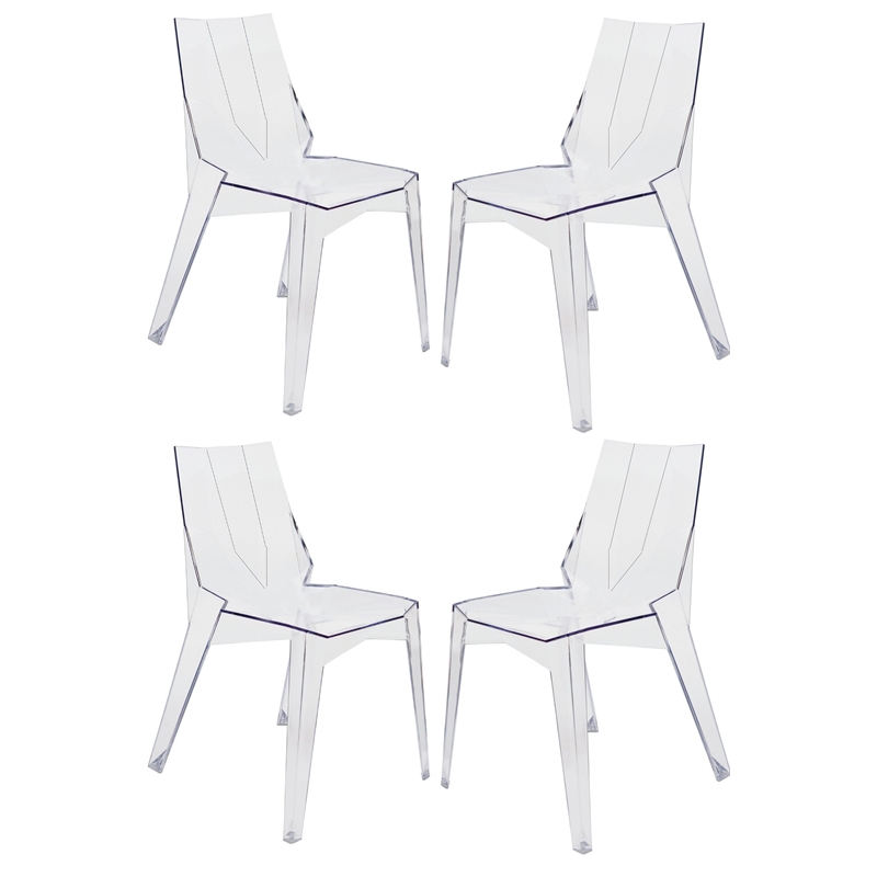 Arrow Dining Chair Side Clear Plastic- Set Of 4