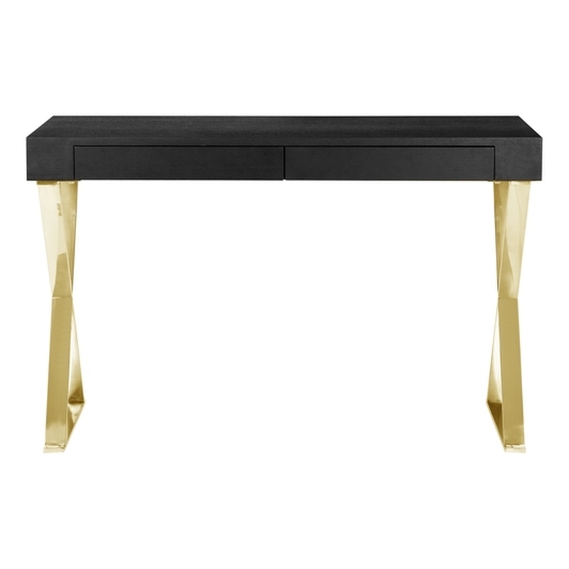 Gold Alexa Desk Black Engineered Wood