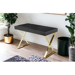Gold Alexa Desk Black Engineered Wood