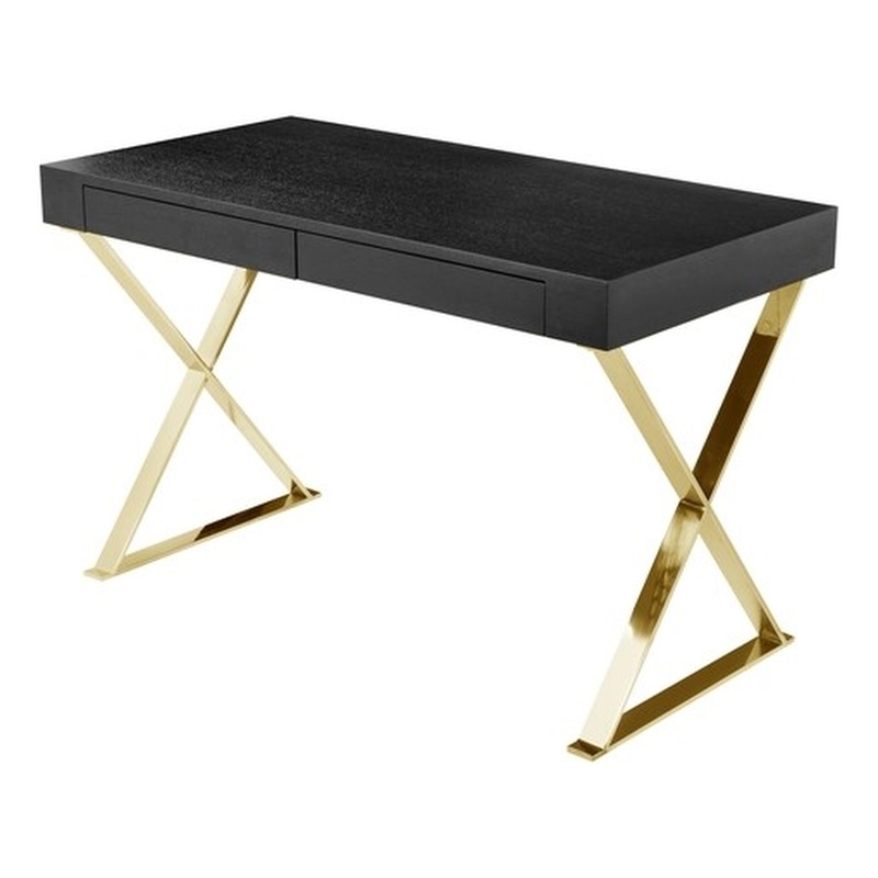 Gold Alexa Desk Black Engineered Wood