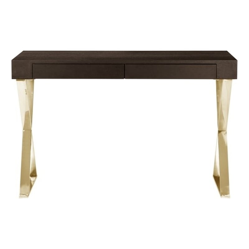Gold Alexa Desk Espresso Engineered Wood