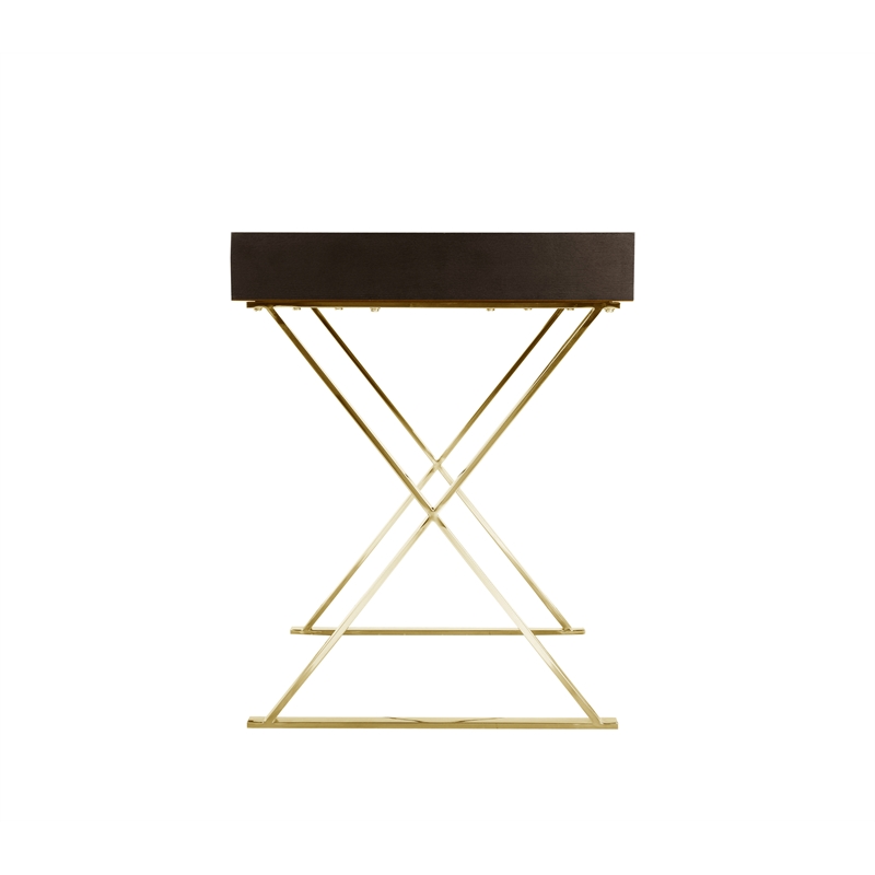 Gold Alexa Desk Espresso Engineered Wood
