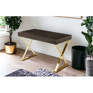 Gold Alexa Desk Espresso Engineered Wood