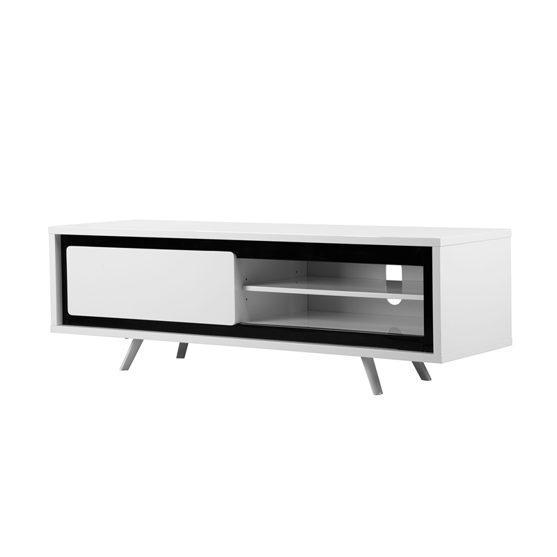 Hal Short TV Stand White & Black Combo in Engineered Wood