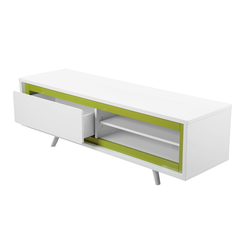 Hal Short TV Stand White & Green Combo in Engineered Wood
