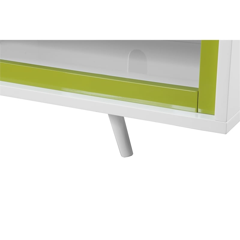 Hal Short TV Stand White & Green Combo in Engineered Wood