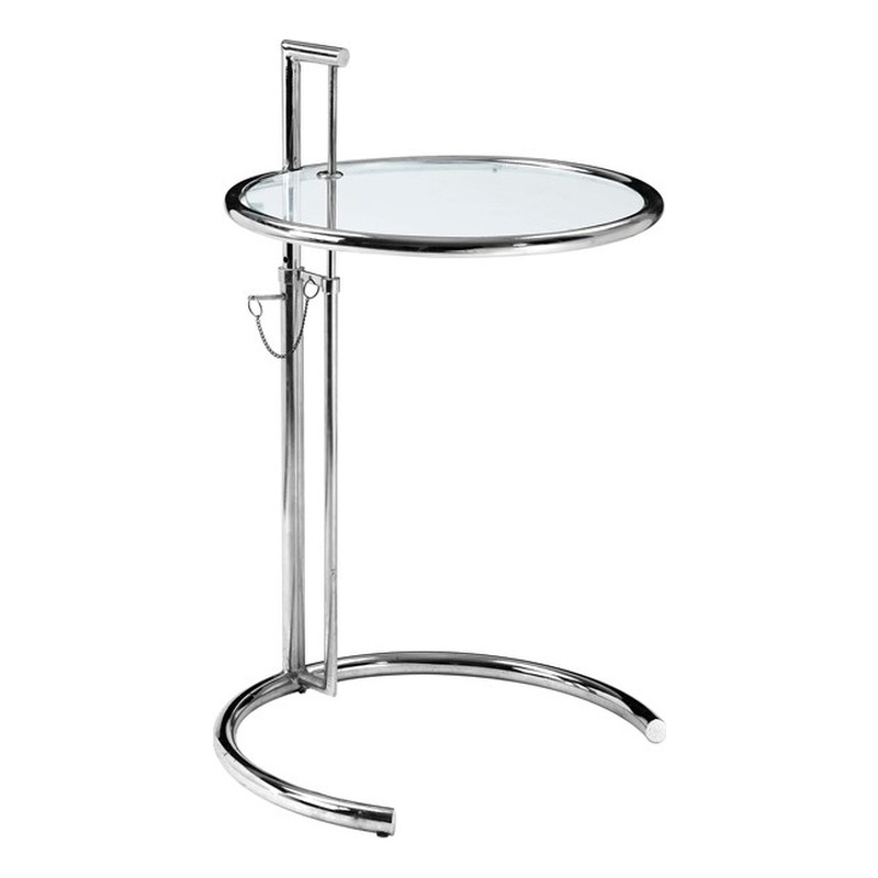 Lite Side Table clear top and high polished steel legs