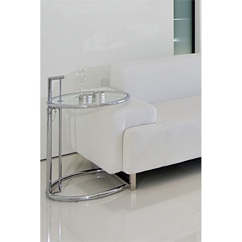 Lite Side Table clear top and high polished steel legs
