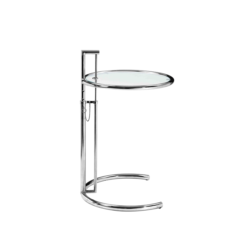 Lite Side Table clear top and high polished steel legs