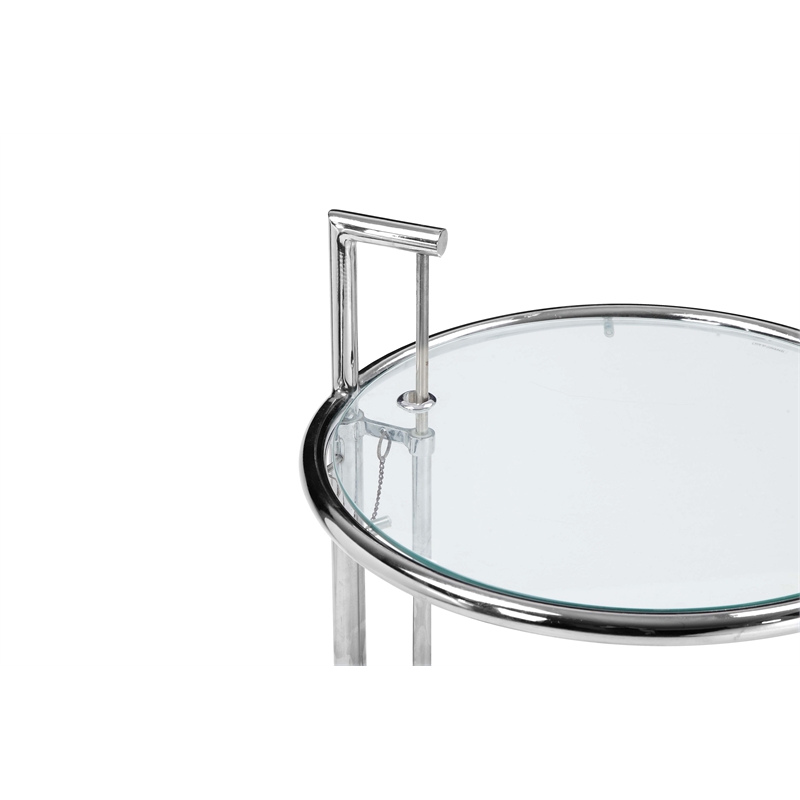 Lite Side Table clear top and high polished steel legs