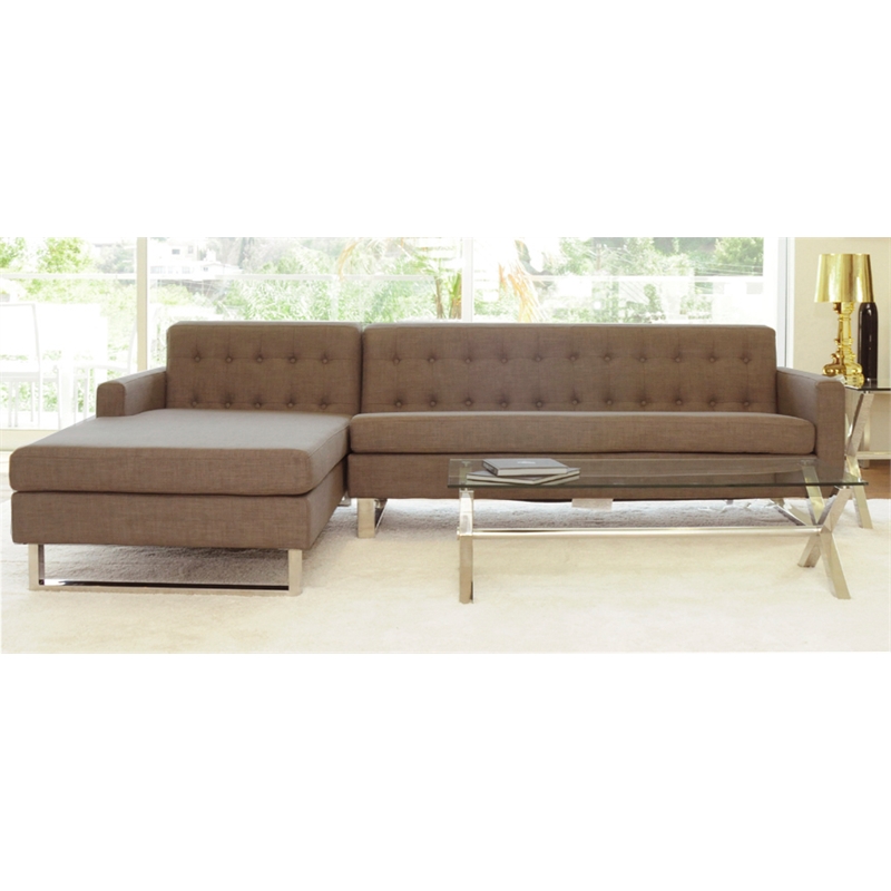 Sloan Left Arm Facing Brown Fabric