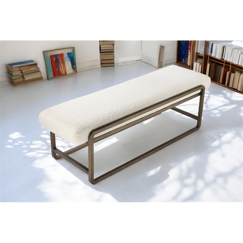 Z-Nik Bench Ivory Boucle Fabric
