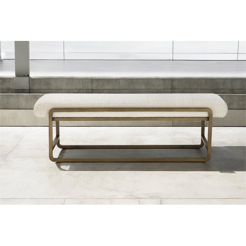 Z-Nik Bench Ivory Boucle Fabric