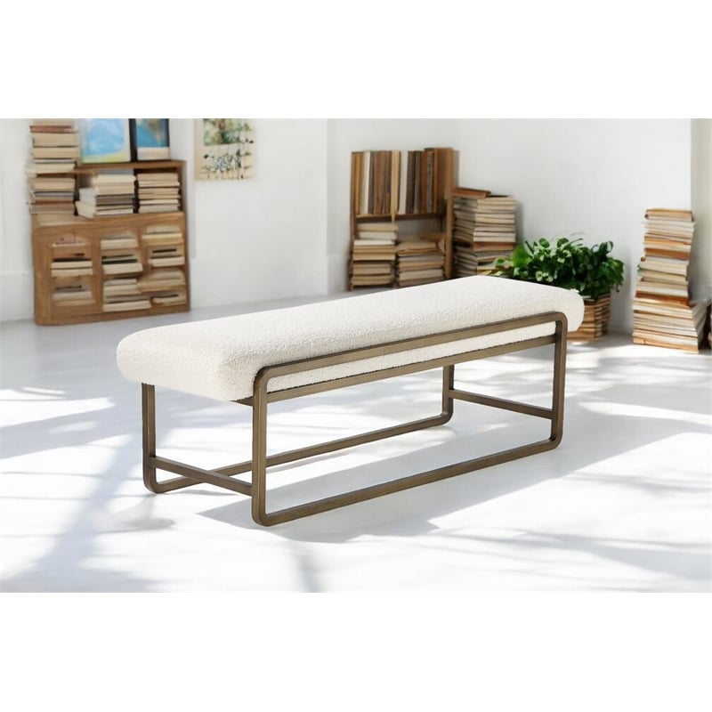 Z-Nik Bench Ivory Boucle Fabric