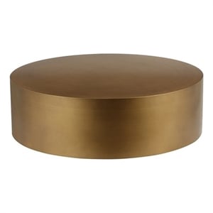 Pangea Home Modern 39.5&quot Wide Spencer Round Living Room Coffee Table Brass Iron