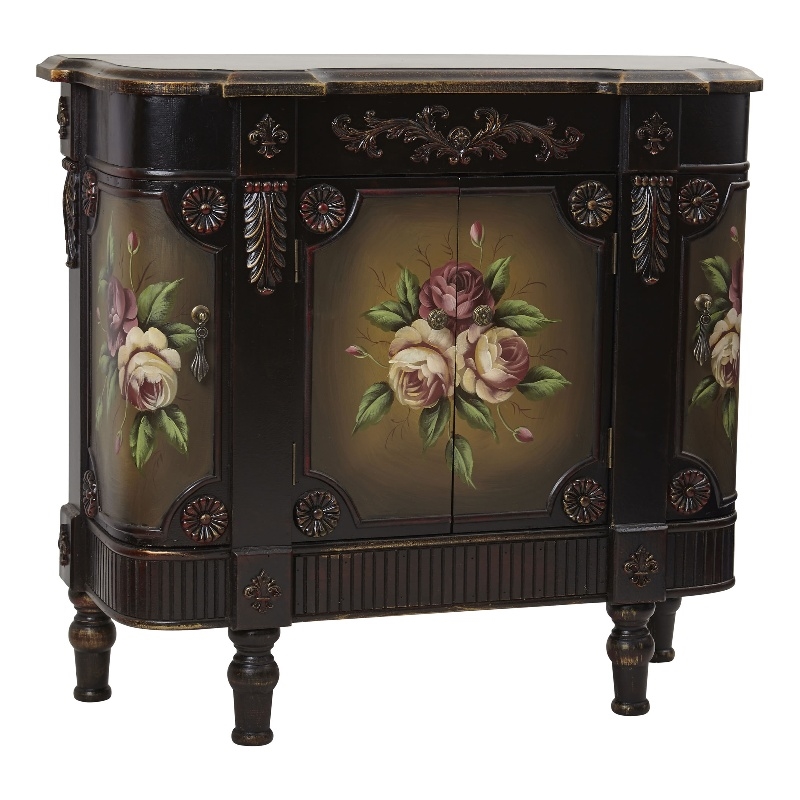 Nearly Natural French Vintage 2-Curved Door/2-Center Door Accent Chest in Brown