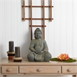 Nearly Natural Indoor/Outdoor Fiber Clay Full Buddha Pose Statue in Gray