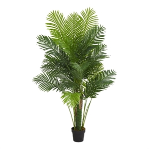 72&quot Hawaii Palm Artificial Tree with Feather-Like Palm Leaves in Green/Black