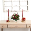 Nearly Natural Berry/Pine and Boxwood Artificial Arrangement in Red/Clear