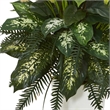 Mixed River Fern and Dog tail Artificial Plant in White Tower Planter