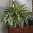 Nearly Natural Boston Fern with Wicker Basket Silk Plant in Green/Brown