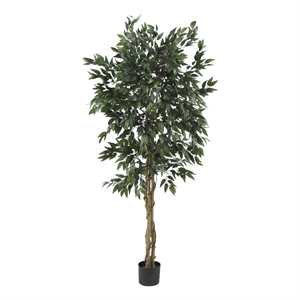 Nearly Natural 60&quot Smilax Tree with Natural Wood Trunks in Green/Black