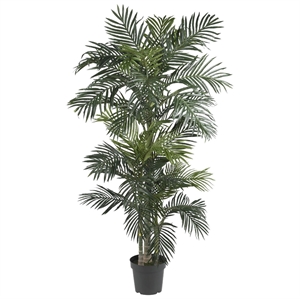 Nearly Natural 78&quot Golden Cane Palm Silk Tree with 333 Leaves in Green/Black
