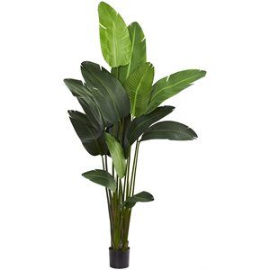 nearly natural travelers palm artificial tree with upward leaves in green/black
