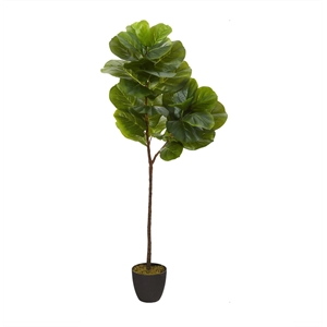 nearly natural 59&quot fiddle leaf artificial tree real touch in green/black
