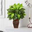 Nearly Natural Dieffenbachia with Decorative Vase Silk Plant in Green/Brown