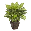 Nearly Natural Dieffenbachia with Decorative Vase Silk Plant in Green/Brown