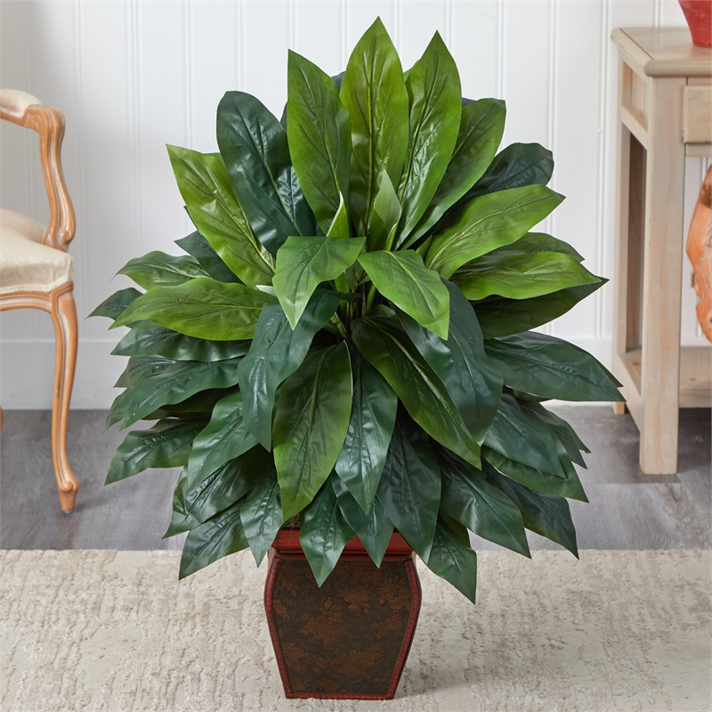 Nearly Natural Cordyline with Decorative Vase Silk Plant in Green/Brown